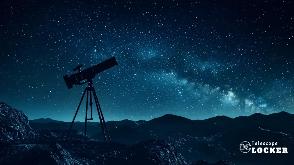 telescope pointed at the night sky